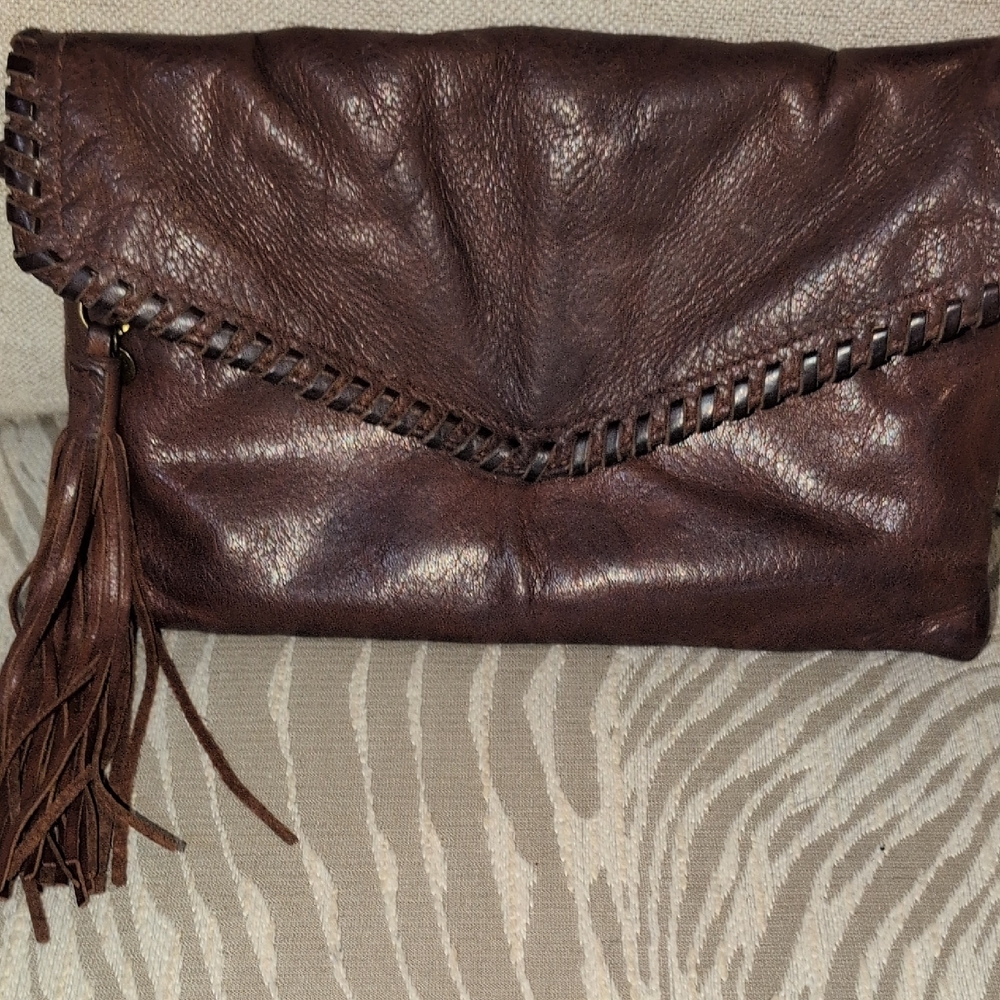 HOBO Windy Dark Brown Leather Crossbody / Clutch Vintage
